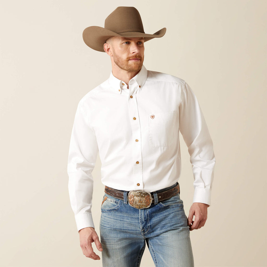 Ariat Solid Twill Classic Fit Shirt in White