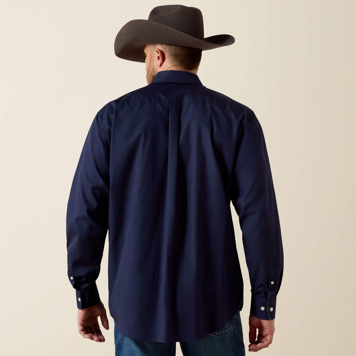 Ariat Wrinkle Free Solid Classic Fit Shirt in Navy Blue
