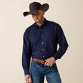 Ariat Wrinkle Free Solid Classic Fit Shirt in Navy Blue
