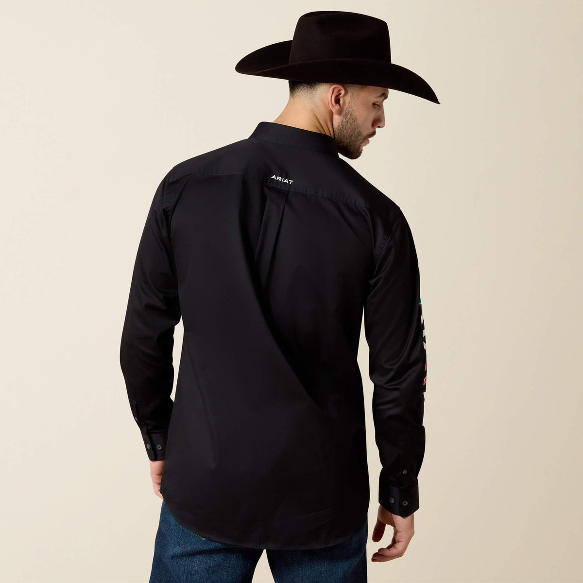 Ariat Team Logo Twill Fitted Shirt in Black/Mexico