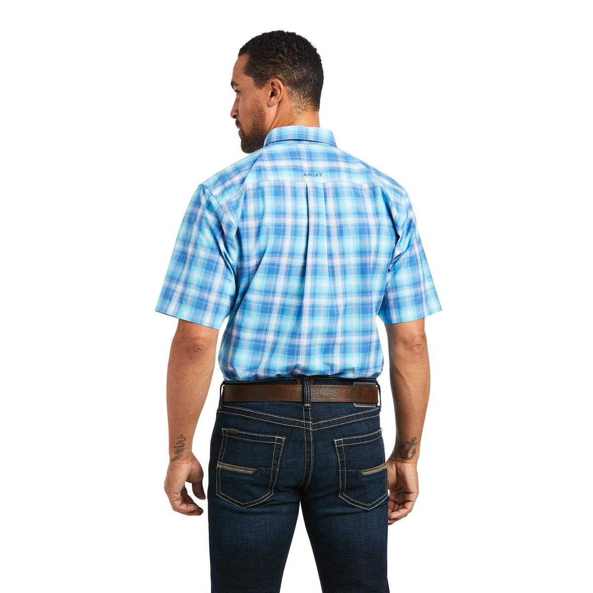 Ariat Pro Series Ian Fitted Short Sleeve Shirt in Bachelor Button