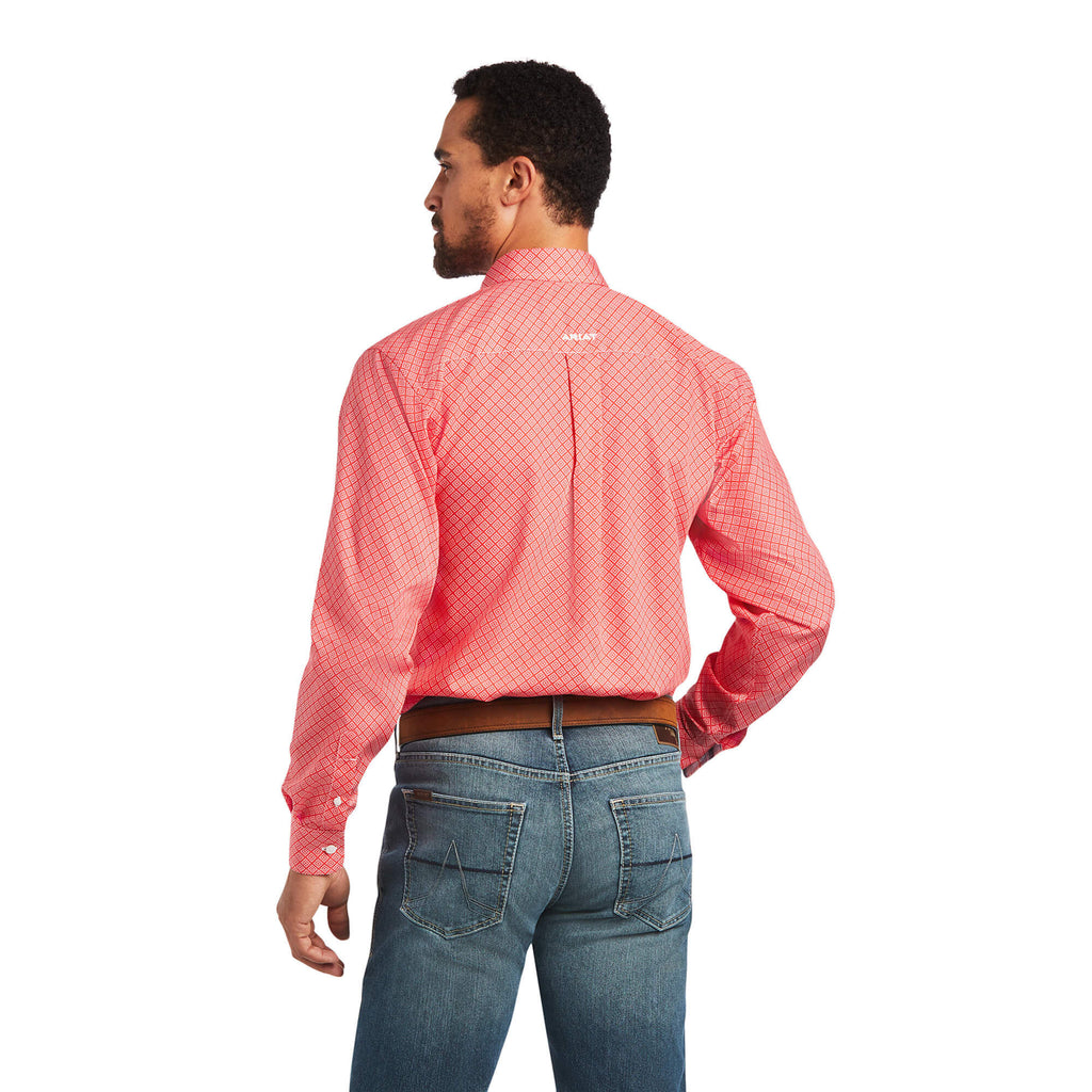 Ariat Wrinkle Free Nathan Fitted Shirt in Poppy Red