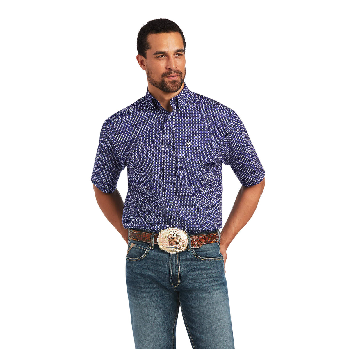 Ariat Izaak Classic Fit Short Sleeve Shirt in Nocturnal Blue