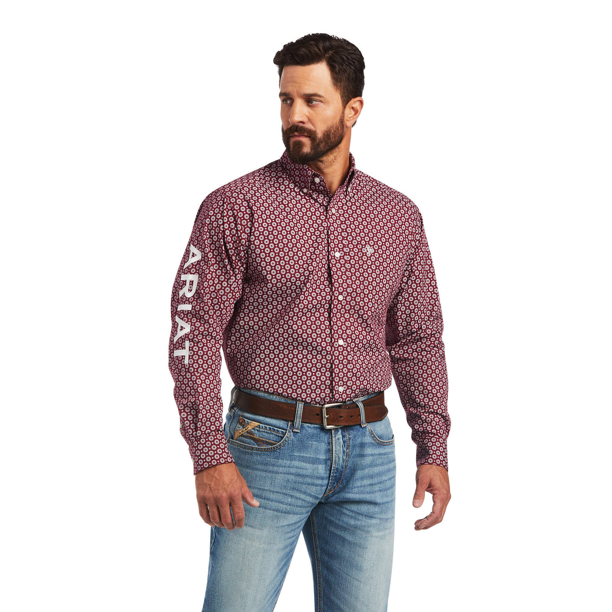 Ariat Team Rhodes Classic Fit Shirt in Dark Redwood