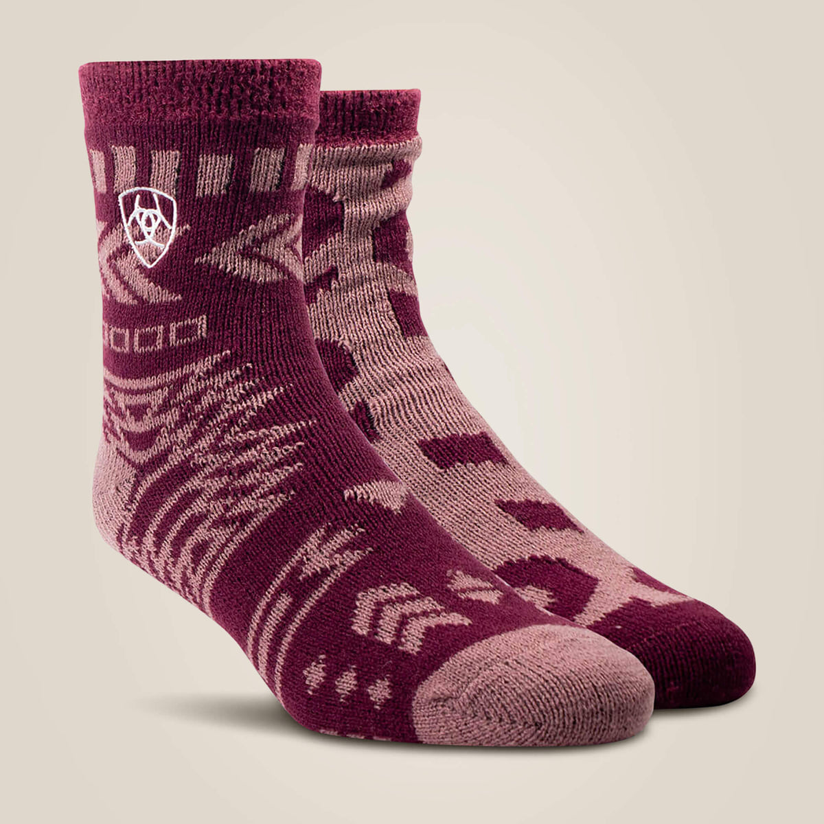 Ariat Cozy Aloe-Infused House Socks 2-Pack – Windsor Wine, front