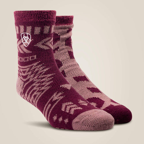 Ariat Cozy Aloe-Infused House Socks 2-Pack – Windsor Wine, front