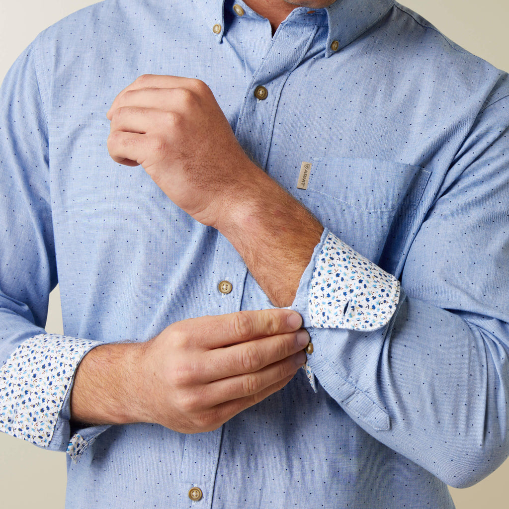 Ariat Wrinkle Resist Dots Stretch Modern Fit Shirt in Blue