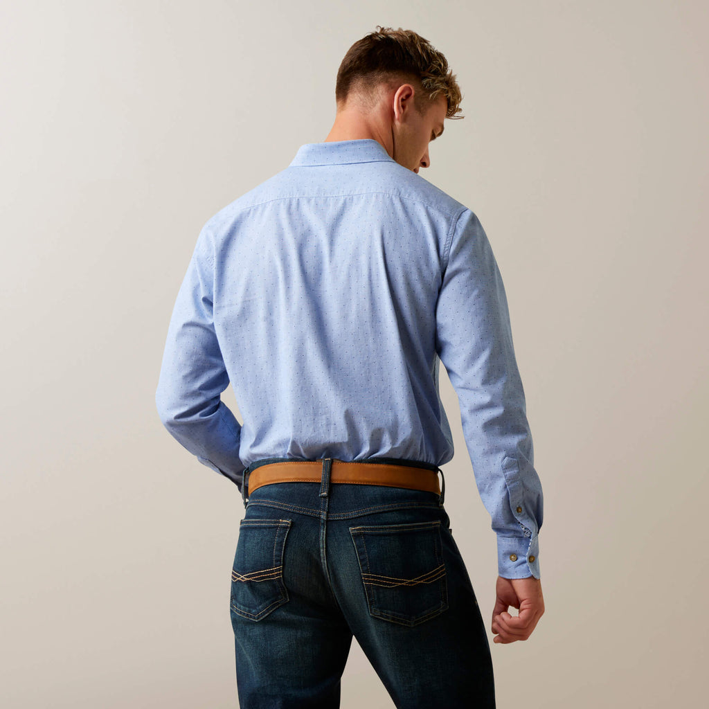 Ariat Wrinkle Resist Dots Stretch Modern Fit Shirt in Blue