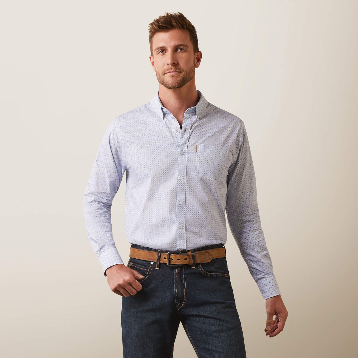 Ariat Medallion Stretch Modern Fit Shirt in White