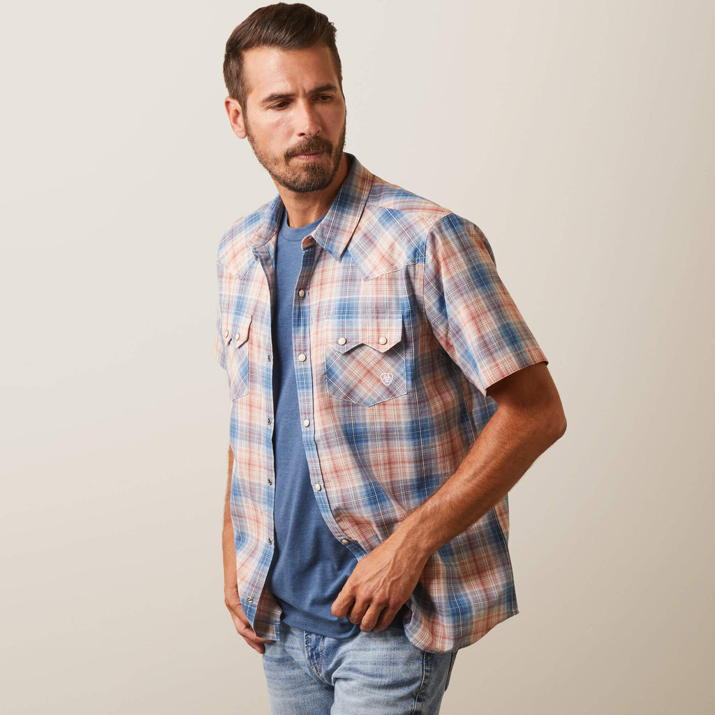 Ariat Hadrian Retro Fit Short Sleeve Shirt in Blue Heaven