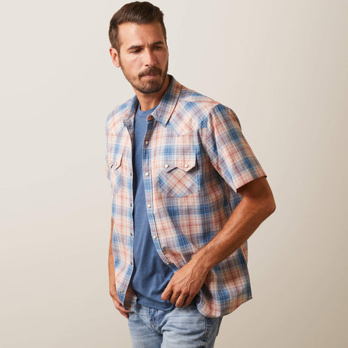 Ariat Hadrian Retro Fit Short Sleeve Shirt in Blue Heaven