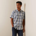 Ariat Halterman Retro Fit Short Sleeve Shirt in White Asparagus