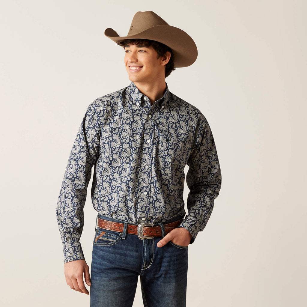 Ariat Wrinkle Free Kohen Shirt in Deep Pacific