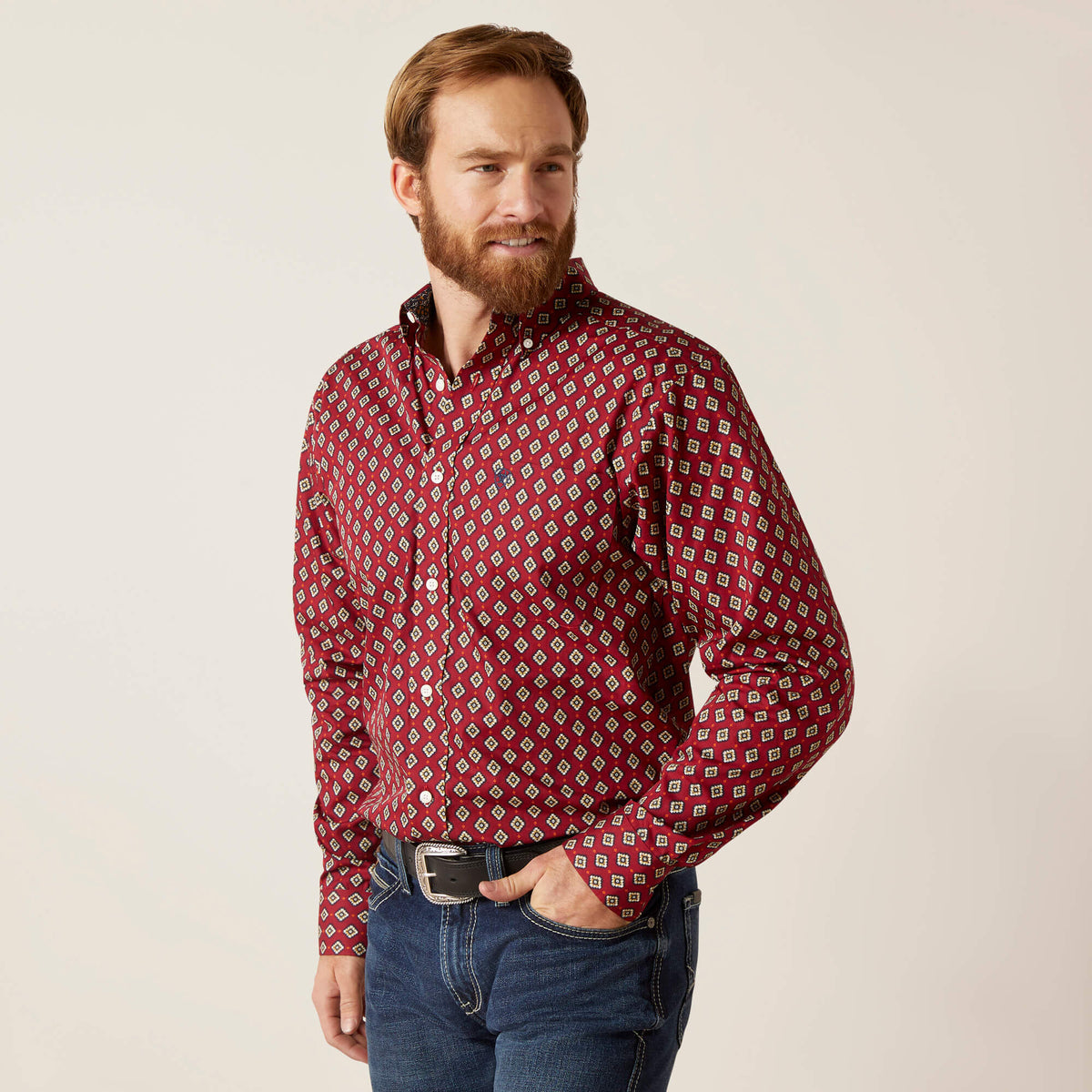 Ariat Wrinkle Free Kyler Fitted Shirt in Biking Red