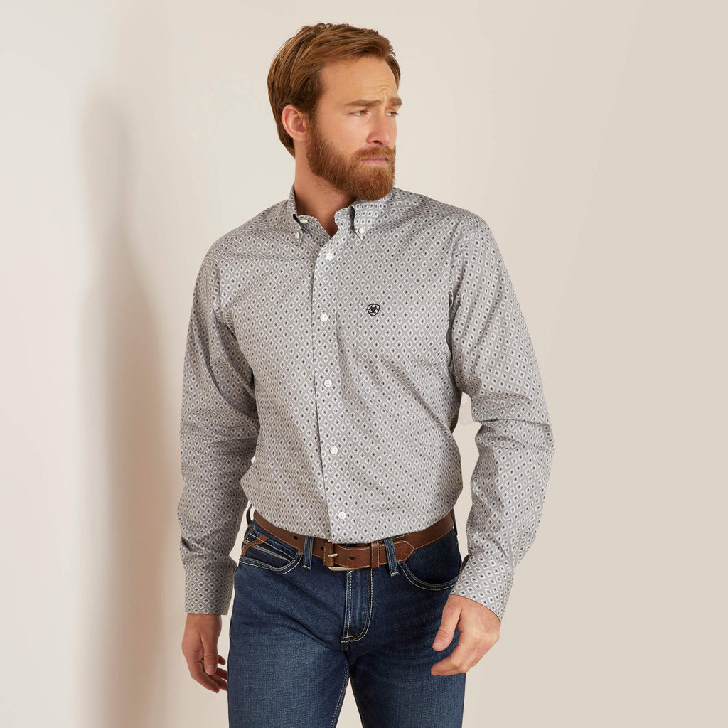 Ariat Wrinkle Free Val Fitted Shirt in Eileen Gray