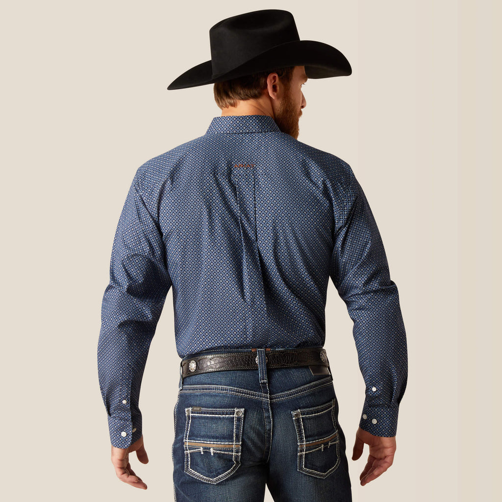 Ariat Wrinkle Free Keagan Fitted Shirt in Darkest Indigo, back