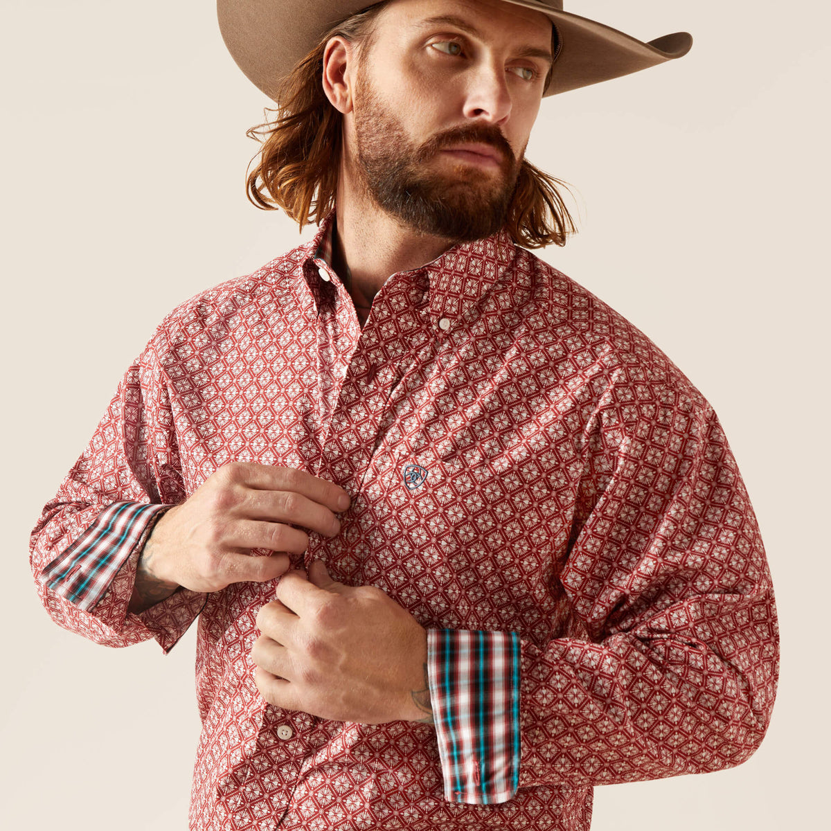 Ariat Wrinkle Free Gideon Classic Fit Shirt in Gardenia