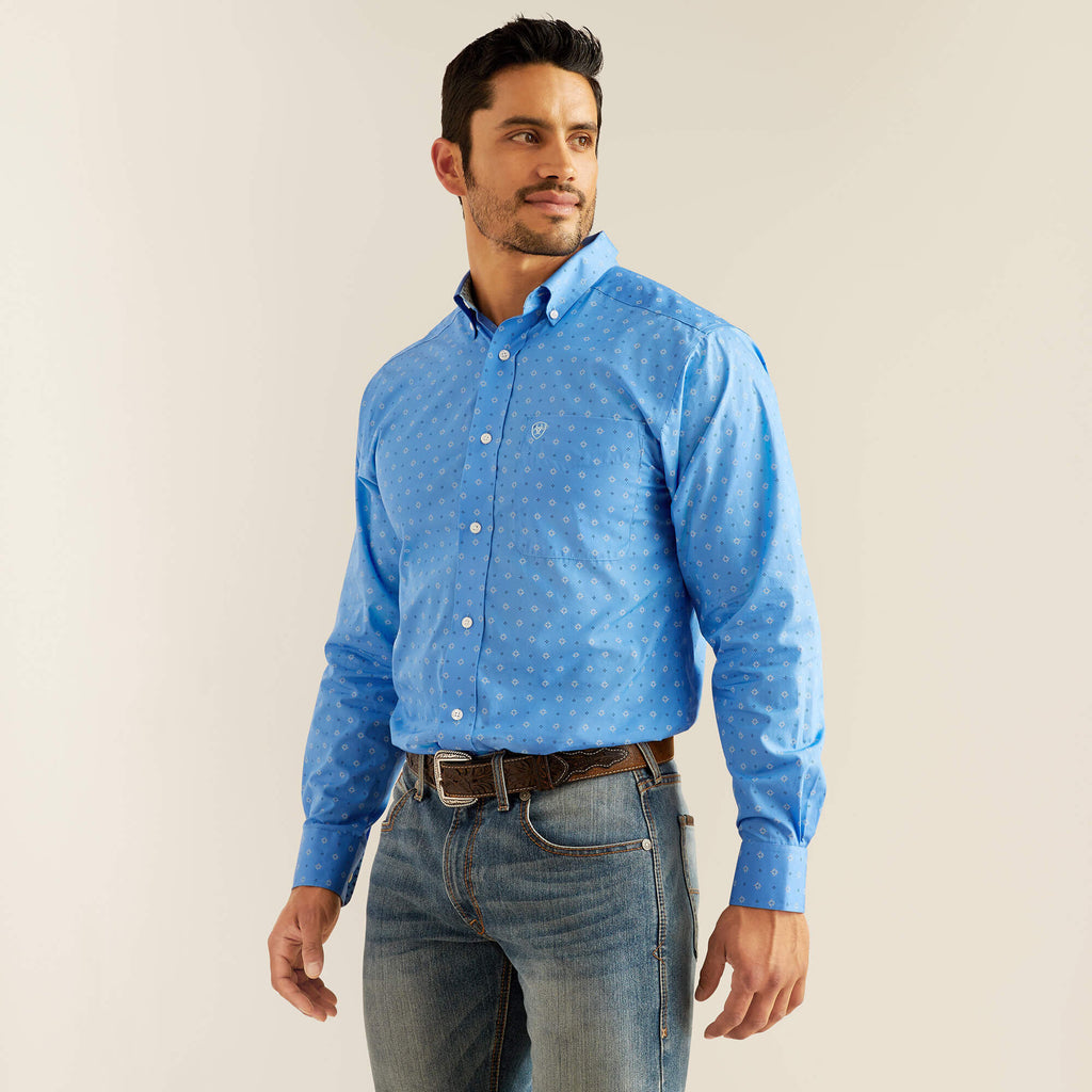 Ariat Wrinkle Free Russel Fitted Shirt in Regatta