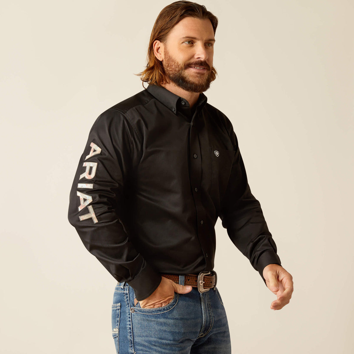 Ariat Team Logo Twill Fitted Shirt in Black