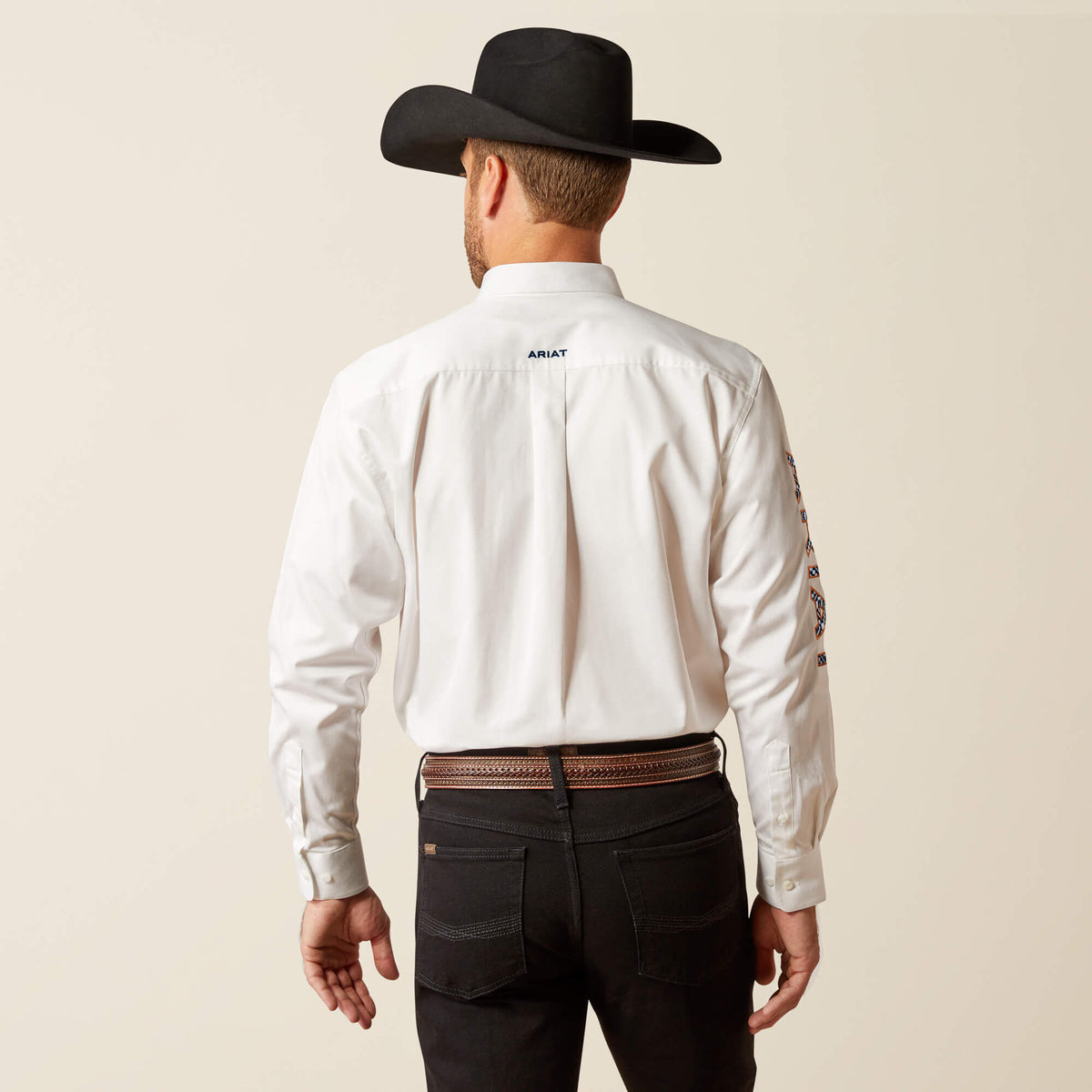 Ariat Team Logo Twill Long Sleeve Classic Fit Shirt in White