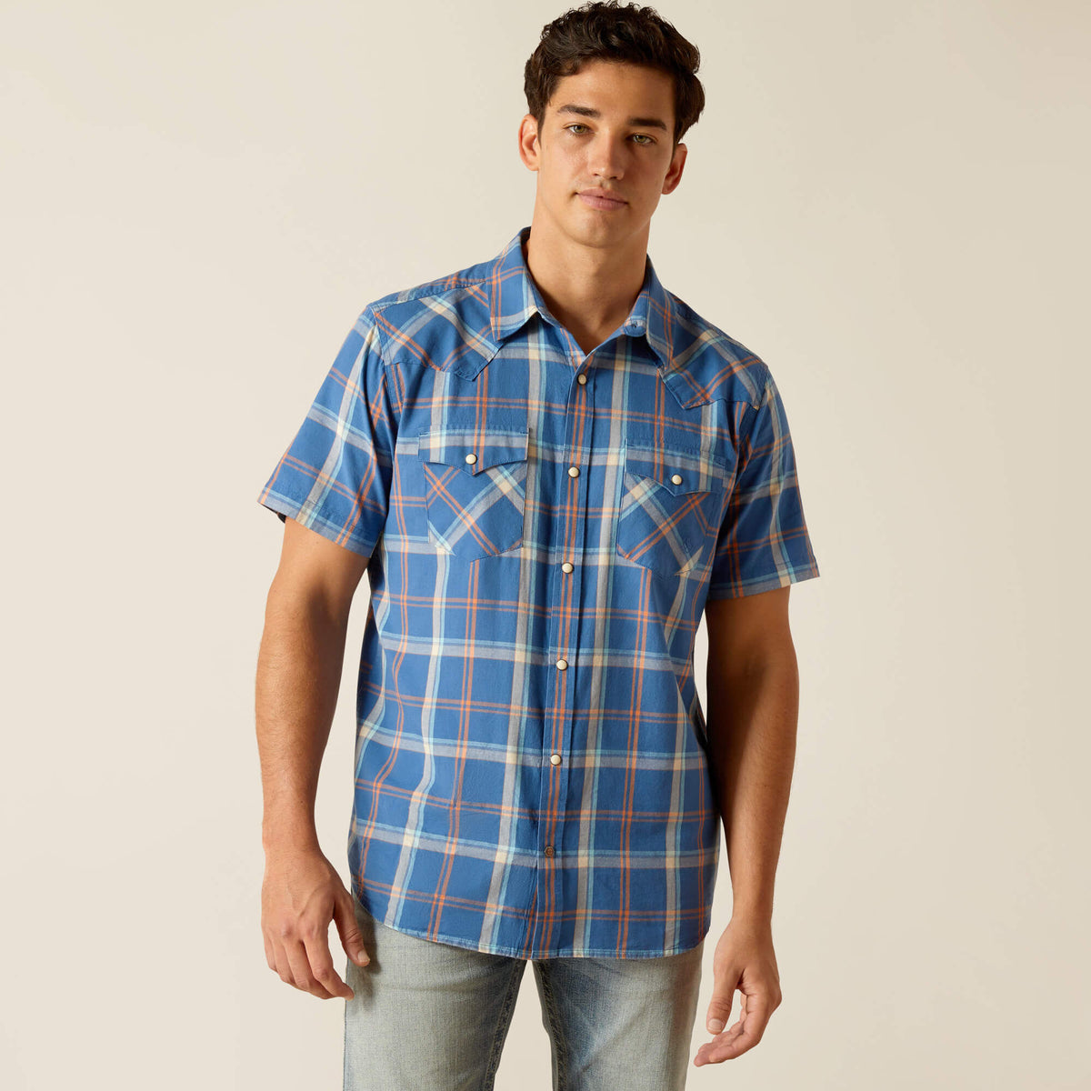 Ariat Hogany Retro Fit Short Sleeve Shirt in Blue Ridge