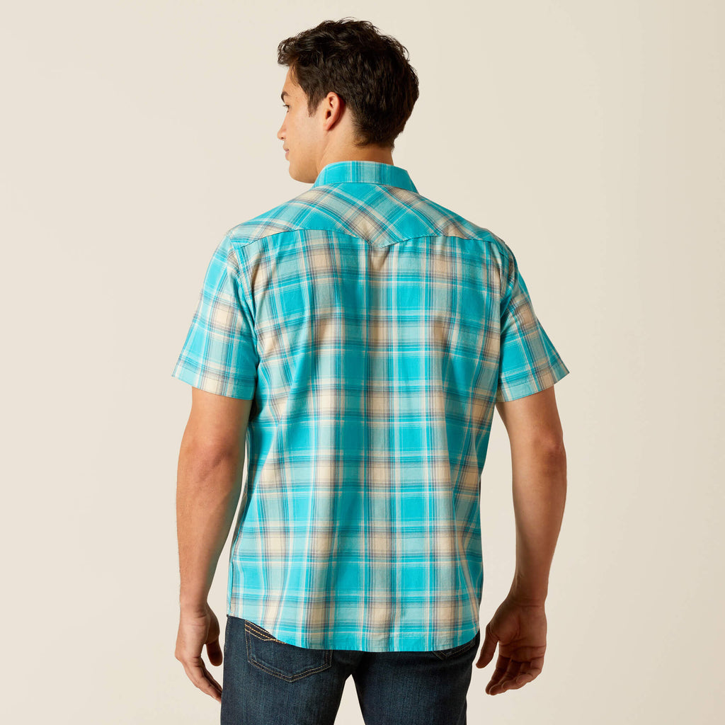 Ariat Howard Retro Fit Short Sleeve Shirt in Peacock Blue