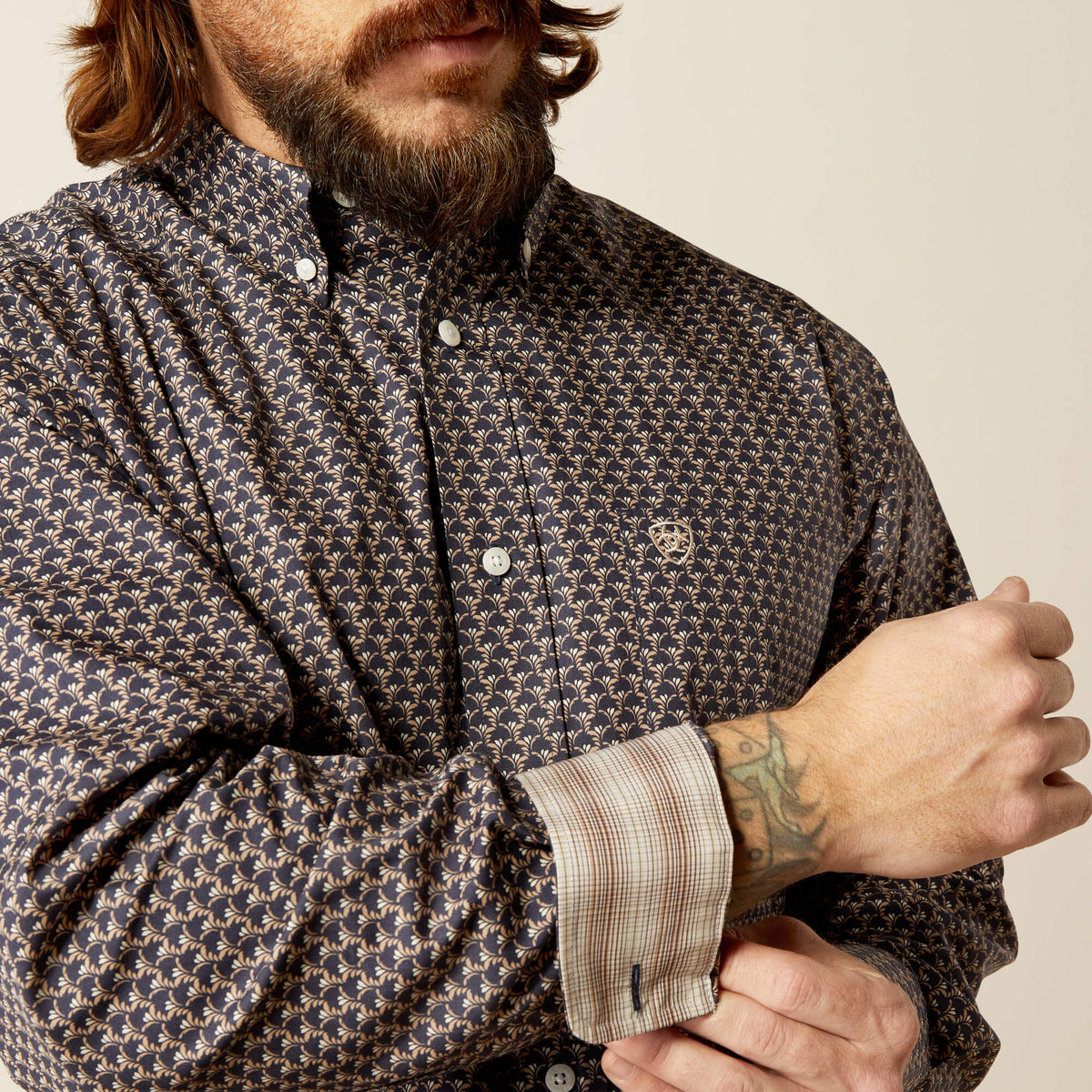 Ariat Wrinkle Free Fields Classic Fit Shirt – Dark Green, detail 1