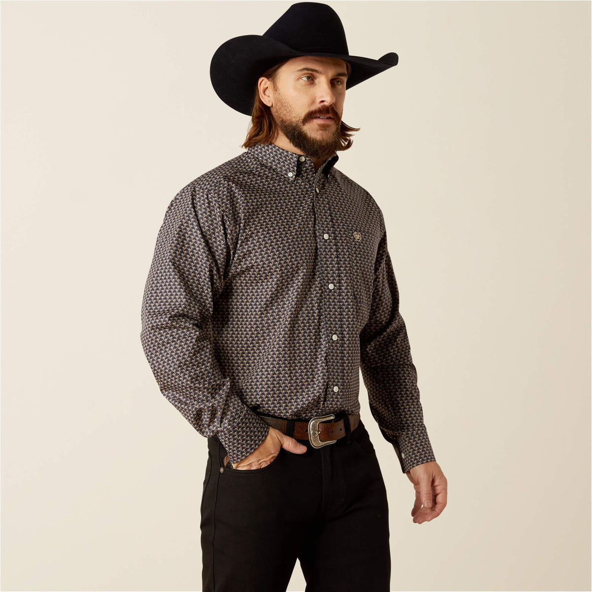 Ariat Wrinkle Free Fields Classic Fit Shirt – Dark Green, front