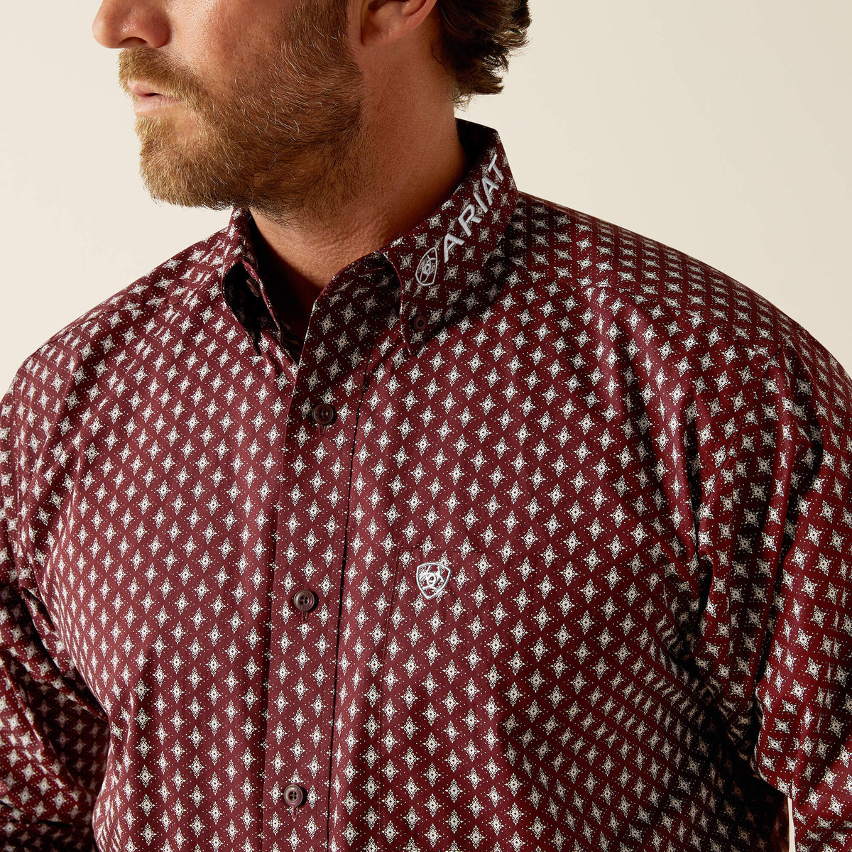 Ariat Team Omar Classic Fit Shirt in Burgundy/White