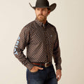 Ariat Team Oak Classic Fit Shirt in Brown/Light Blue