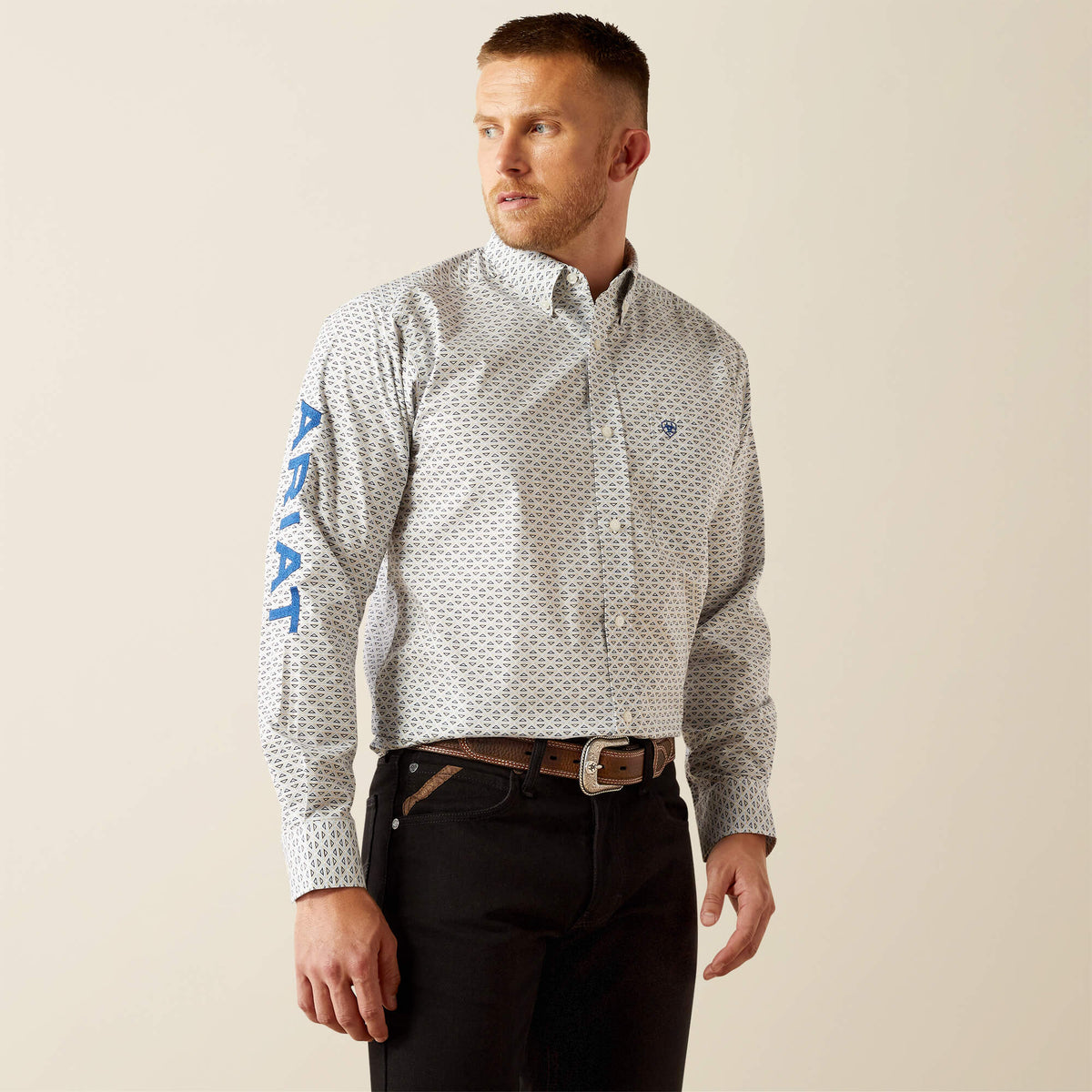 Ariat Team Drew Classic Fit Shirt – Blue/Navy, front
