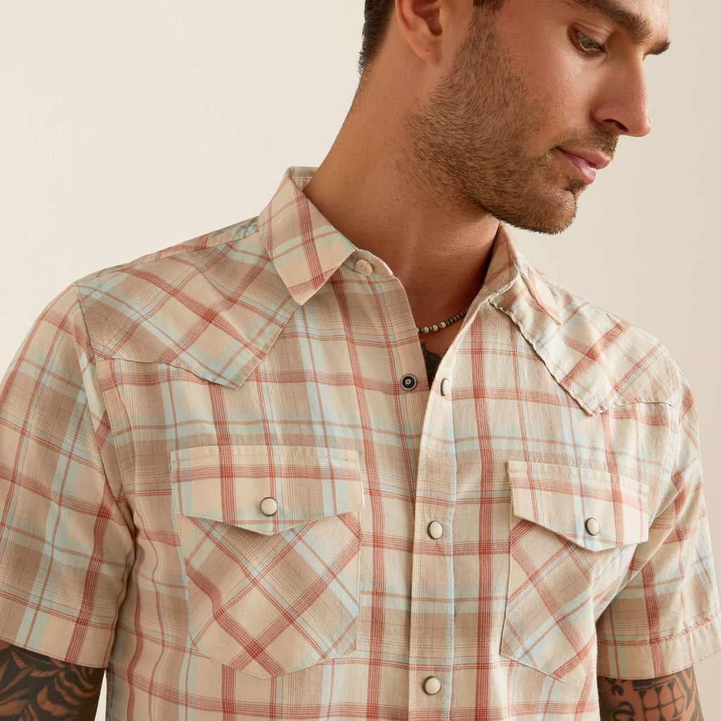 Ariat Horton Retro Fit Short Sleeve Shirt in Light Brown