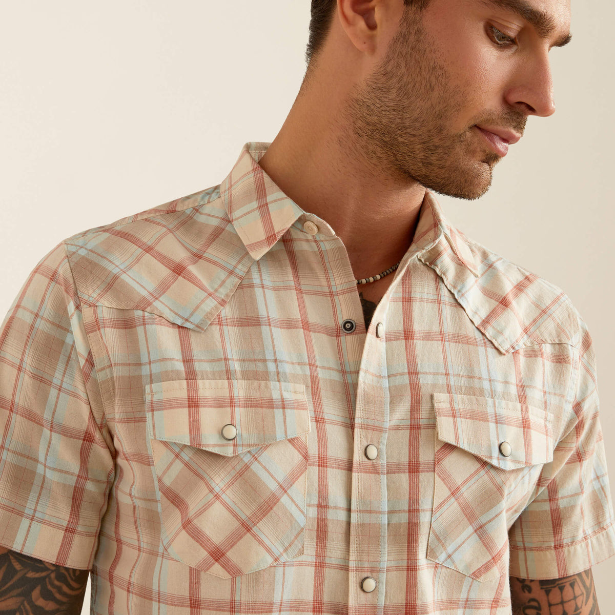 Ariat Horton Retro Fit Short Sleeve Shirt in Light Brown