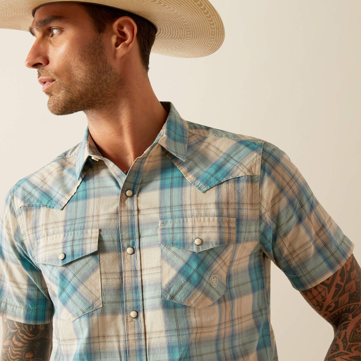 Ariat Howland Retro Fit Short Sleeve Shirt in Turquoise