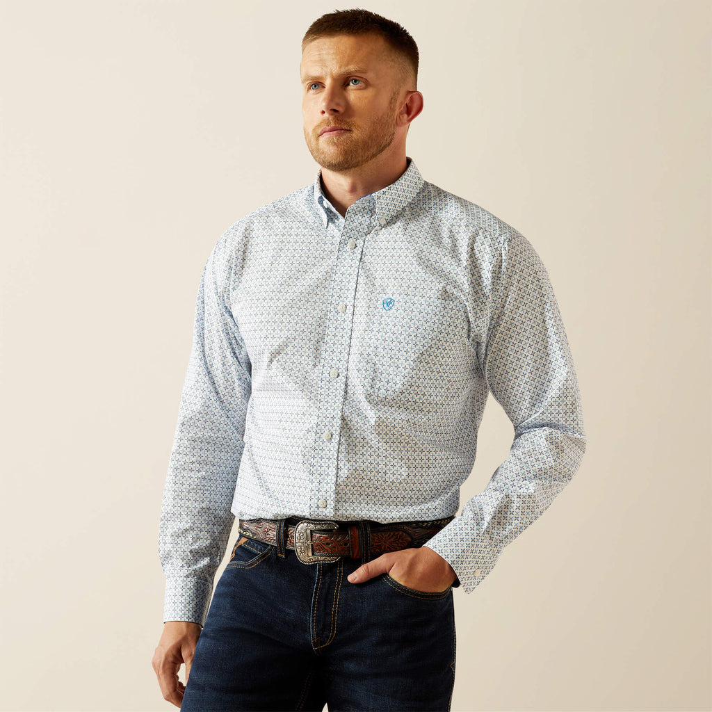 Ariat Wrinkle Free Baker Classic Fit Shirt – Blue, front