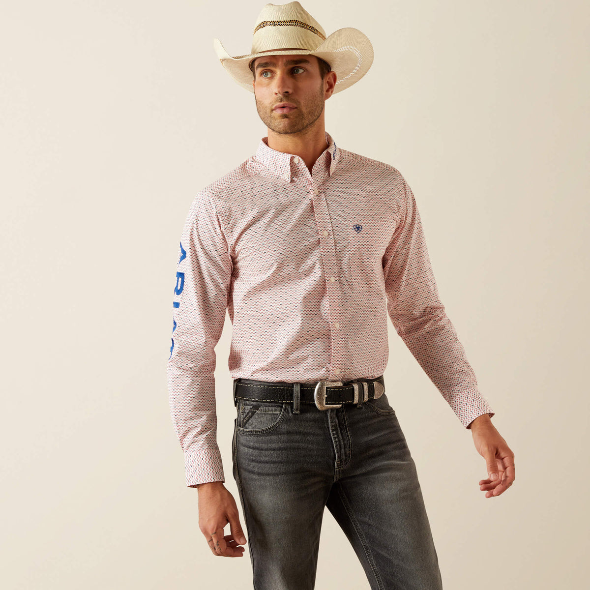 Ariat Team Primo Fitted Shirt in Red/Blue