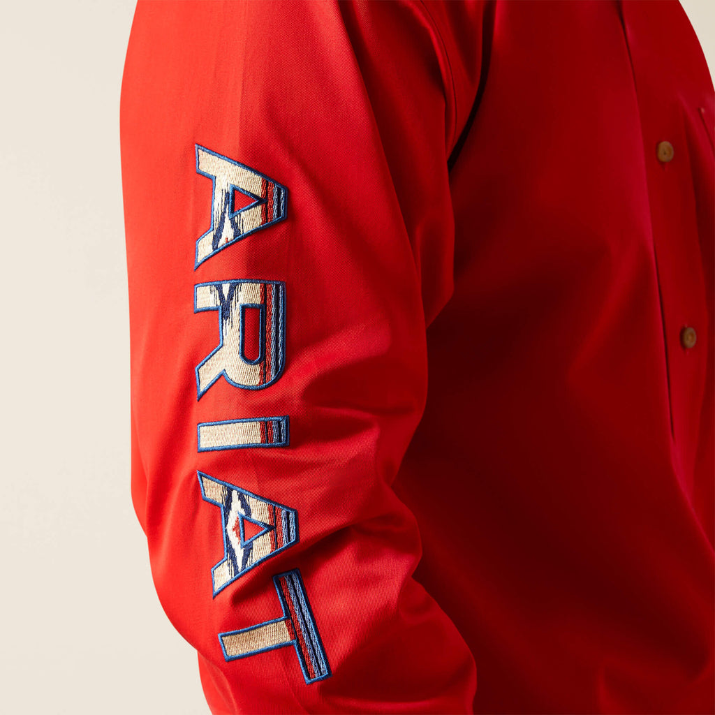 Ariat Team Logo Twill Long Sleeve Classic Fit Shirt in Red/Khaki