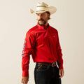 Ariat Team Logo Twill Long Sleeve Classic Fit Shirt in Red/Khaki