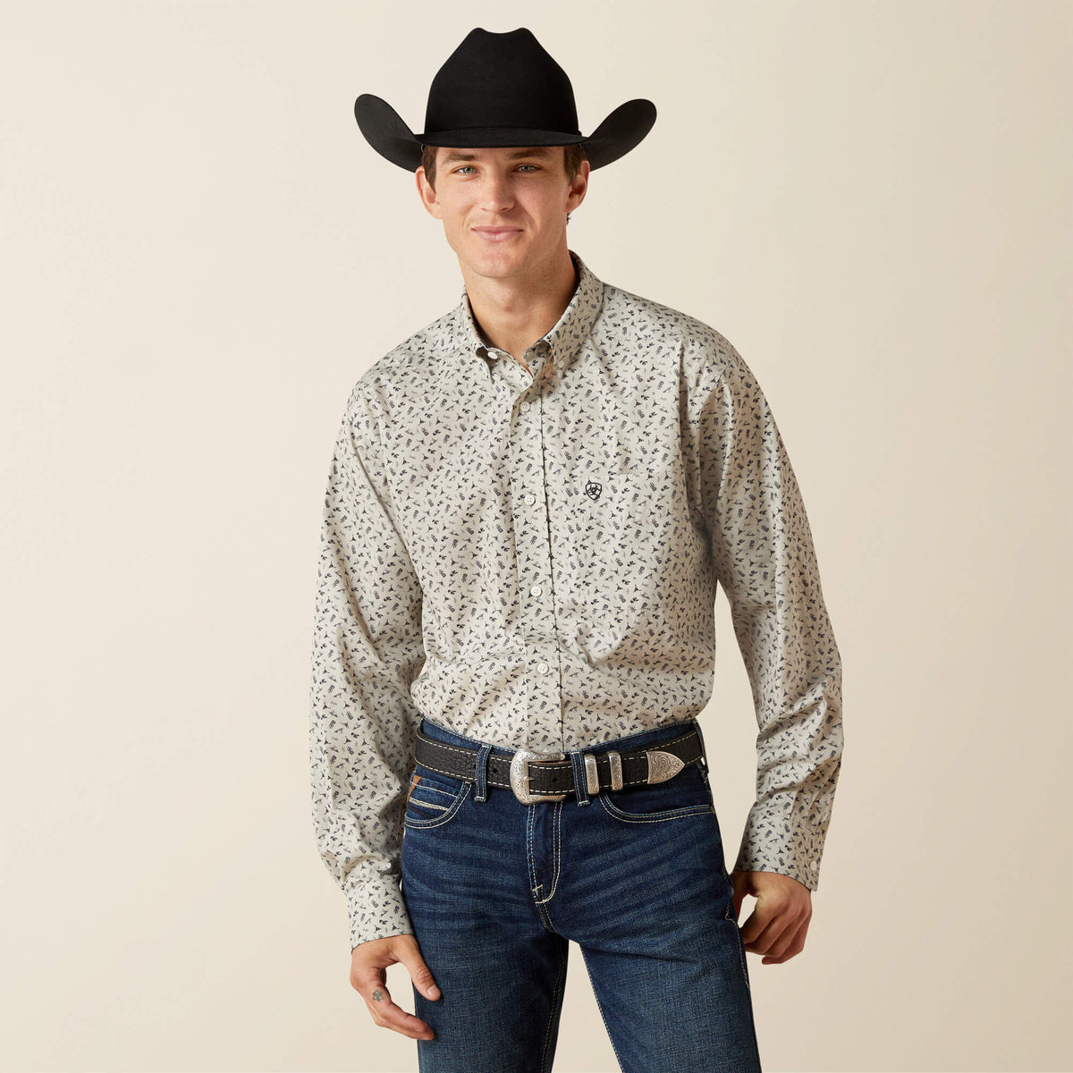 Ariat Wrinkle Free Charles Classic Fit Shirt in Silver