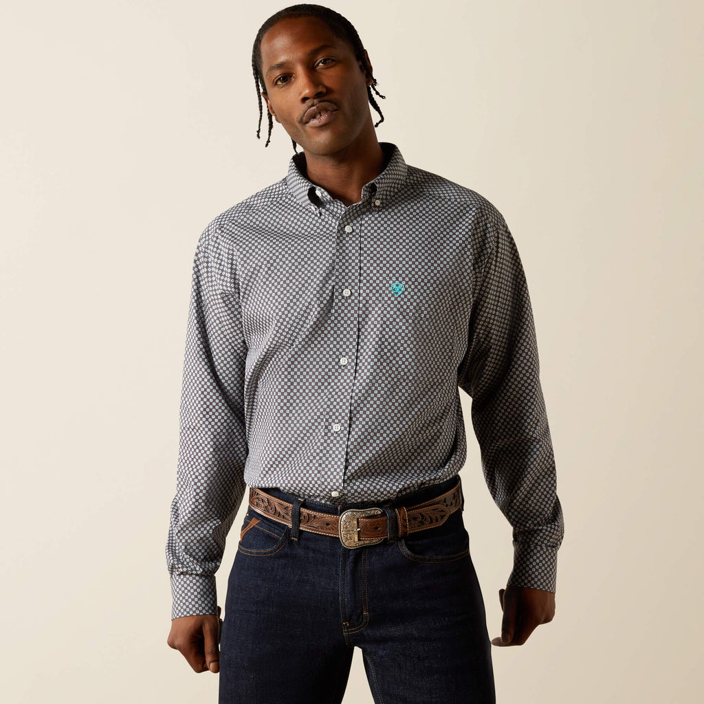 Ariat Wrinkle Free Caleb Classic Fit Shirt in Dark Grey