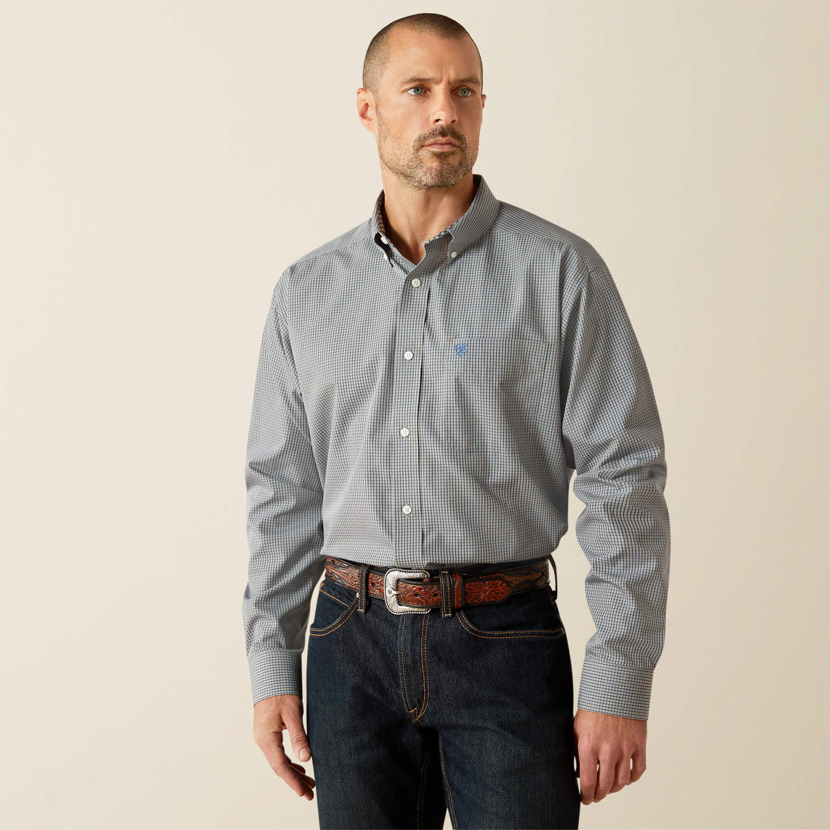 Ariat Wrinkle Free Clayton Classic Fit Shirt in Light Grey