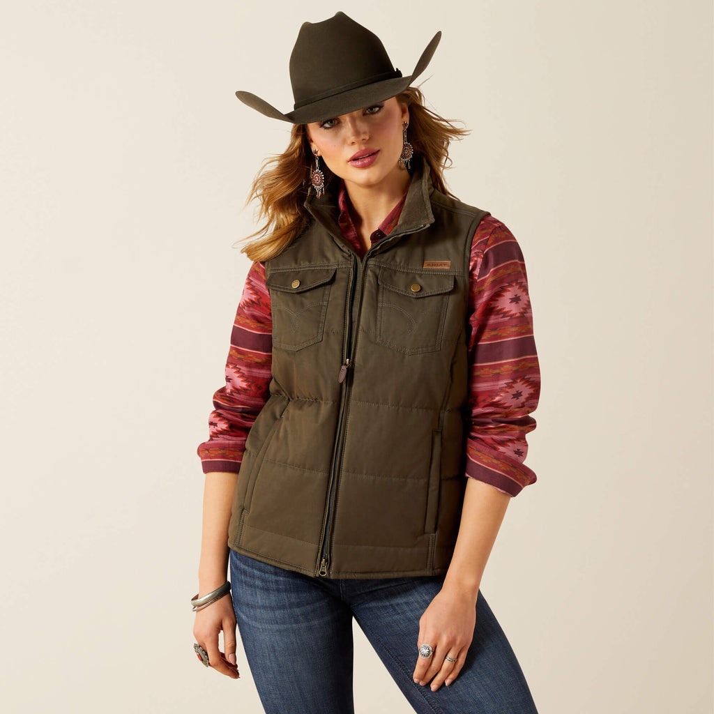 Ariat Grizzly Quilted Vest in Earth, front