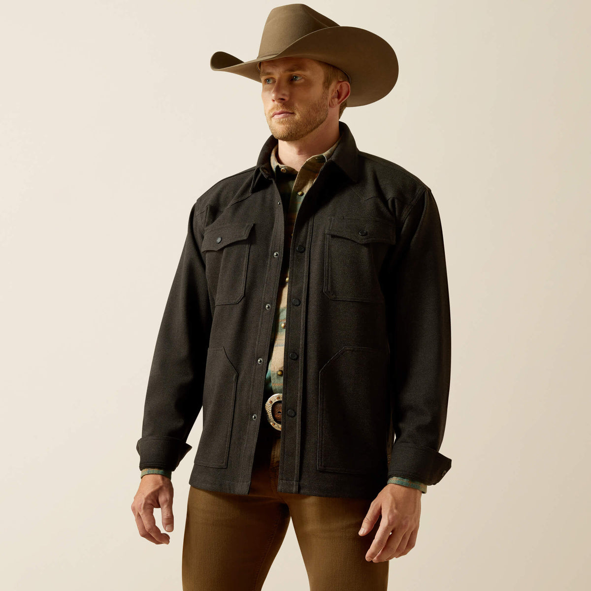Ariat Cattleman Shirt Jacket – Black, front