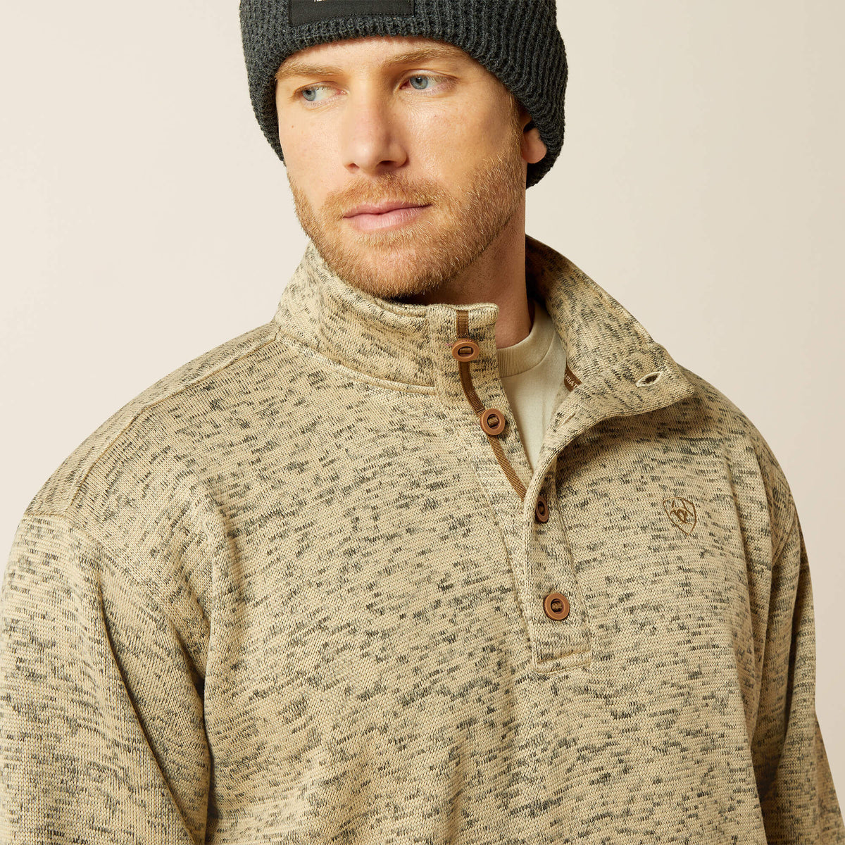 Ariat Caldwell 1/4 Button Sweater – Beige Southwest, detail