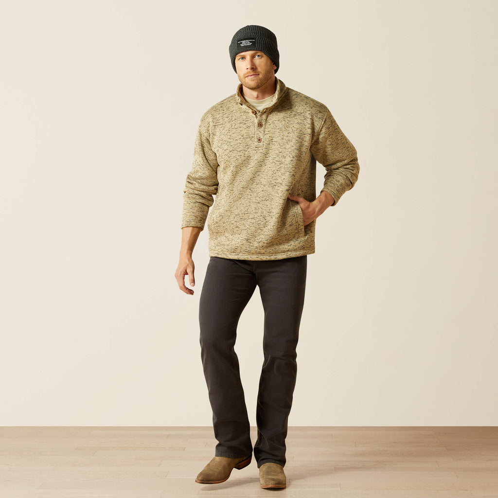Ariat Caldwell 1/4 Button Sweater – Beige Southwest, full length