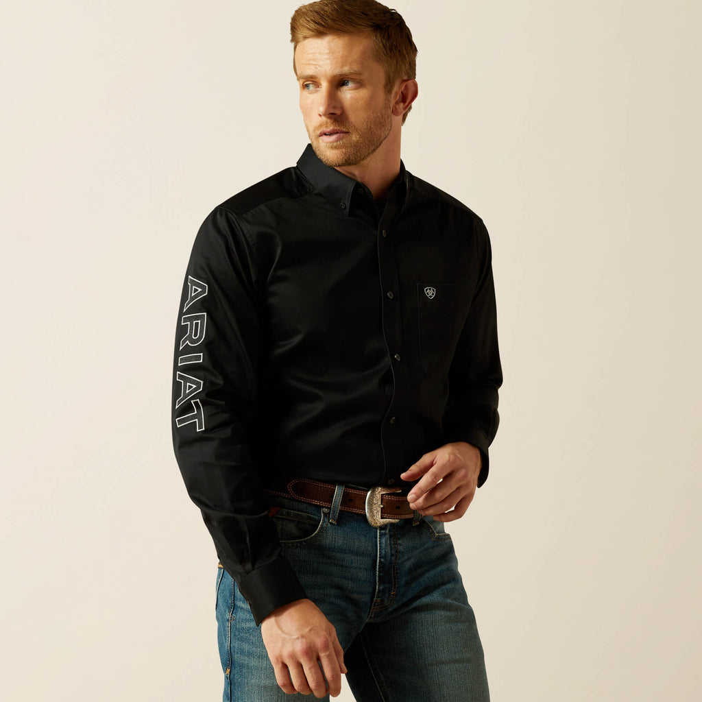Ariat Team Logo Twill Fitted Shirt in Black/Grey