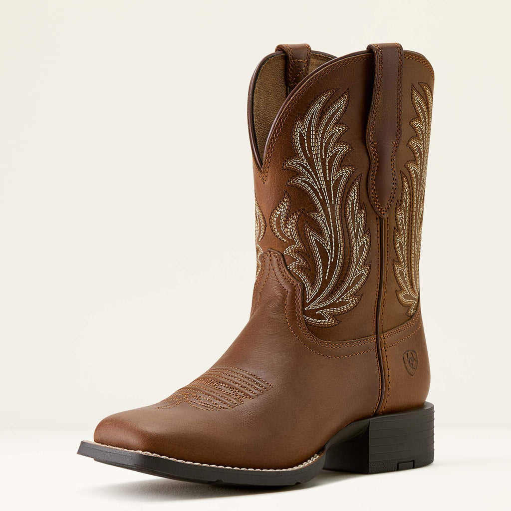 Ariat Round Up Filly Wide Square Toe Western Boot Sorrel Crunch - 3/4 front