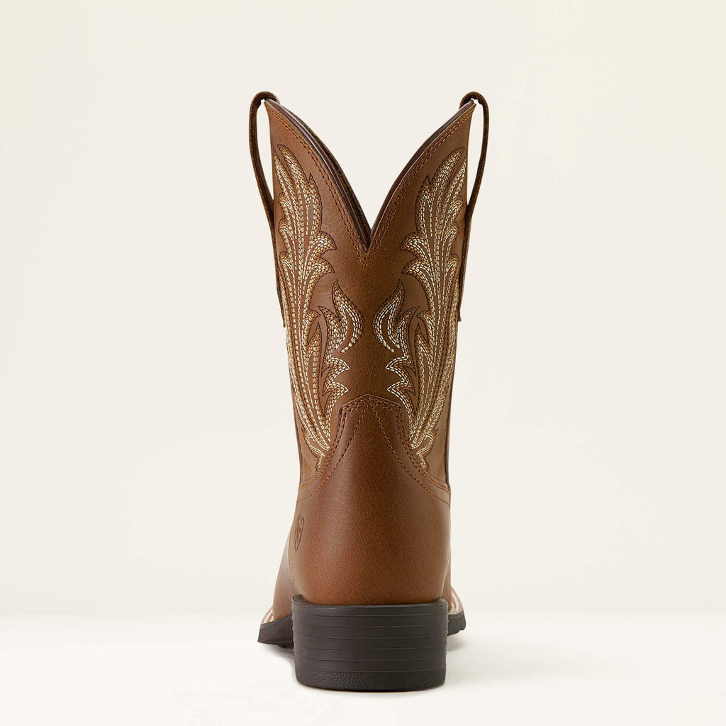 Ariat Round Up Filly Wide Square Toe Western Boot Sorrel Crunch - heel