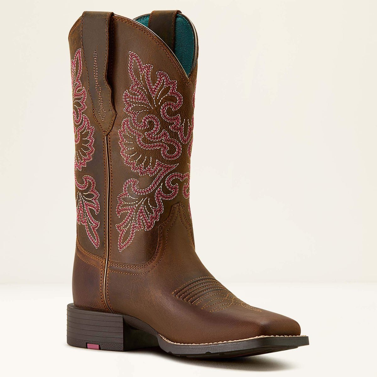 Ariat Round Up StretchFit Wide Square Toe Western Boot Sassy Brown - medial