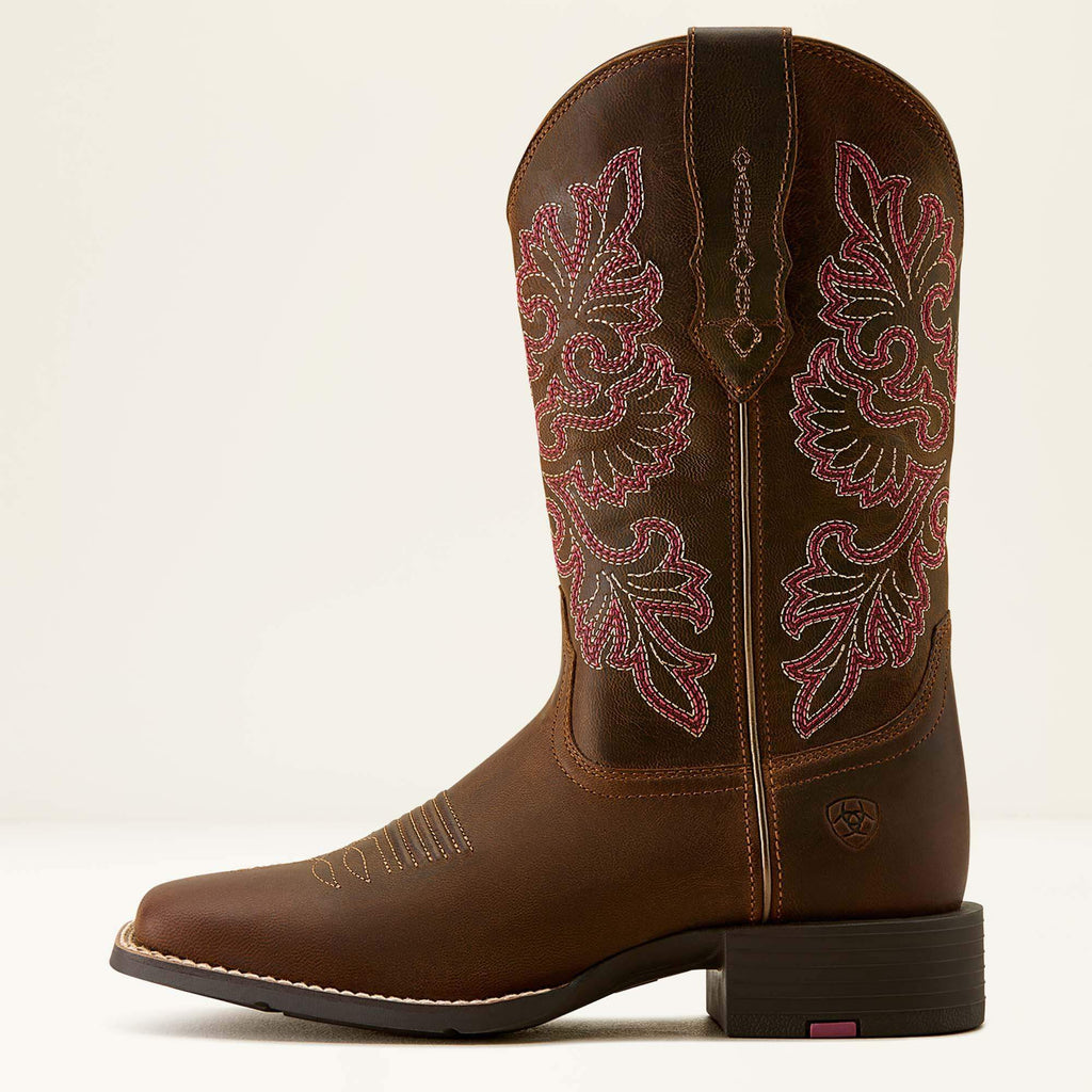 Ariat Round Up StretchFit Wide Square Toe Western Boot Sassy Brown - side